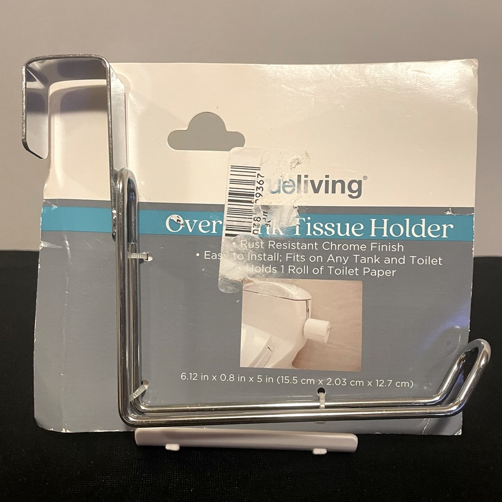 Over The Tank Toilet Tissue Paper Holder Chrome EZ Install 1 Sz Fits All NEW NIP